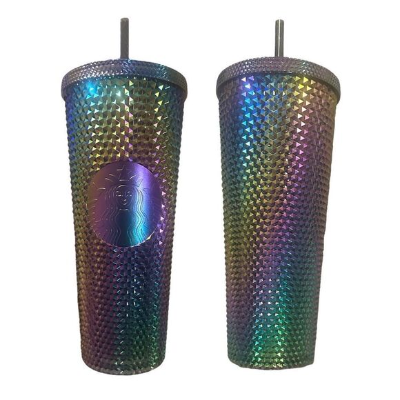 Starbucks Limited Edition Halloween 23’ Oil Slick Rainbow Studded Tumbler 24oz - Picture 1 of 9